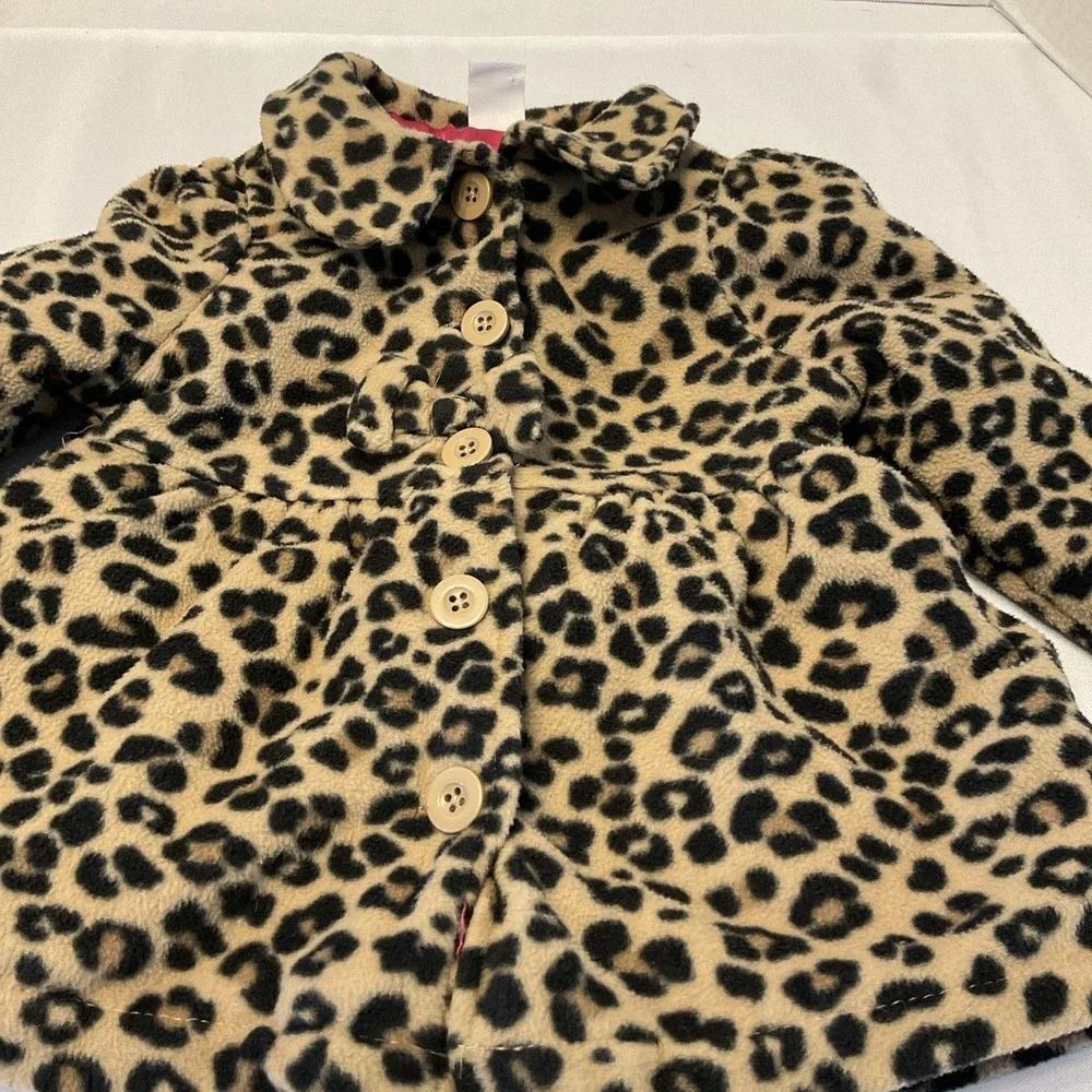 Healthtex‎ Infant Toddler Animal Print Brown Leopard Fleece Peacoat Jacket 3T